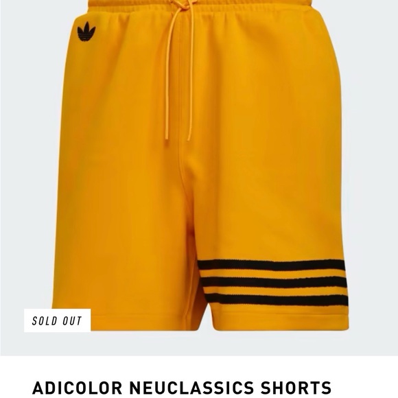 NWOT - Men’s Sz Large Adidas Originals Adicolor Neuclassics Yellow Black Shorts - Picture 8 of 8